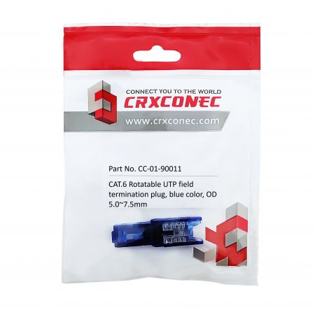 Cat.6 Draaibare UTP-veldterminatieplug, blauwe kleur, gereedschapsloze connector, gereedschapsloze plug, verpakt in zak